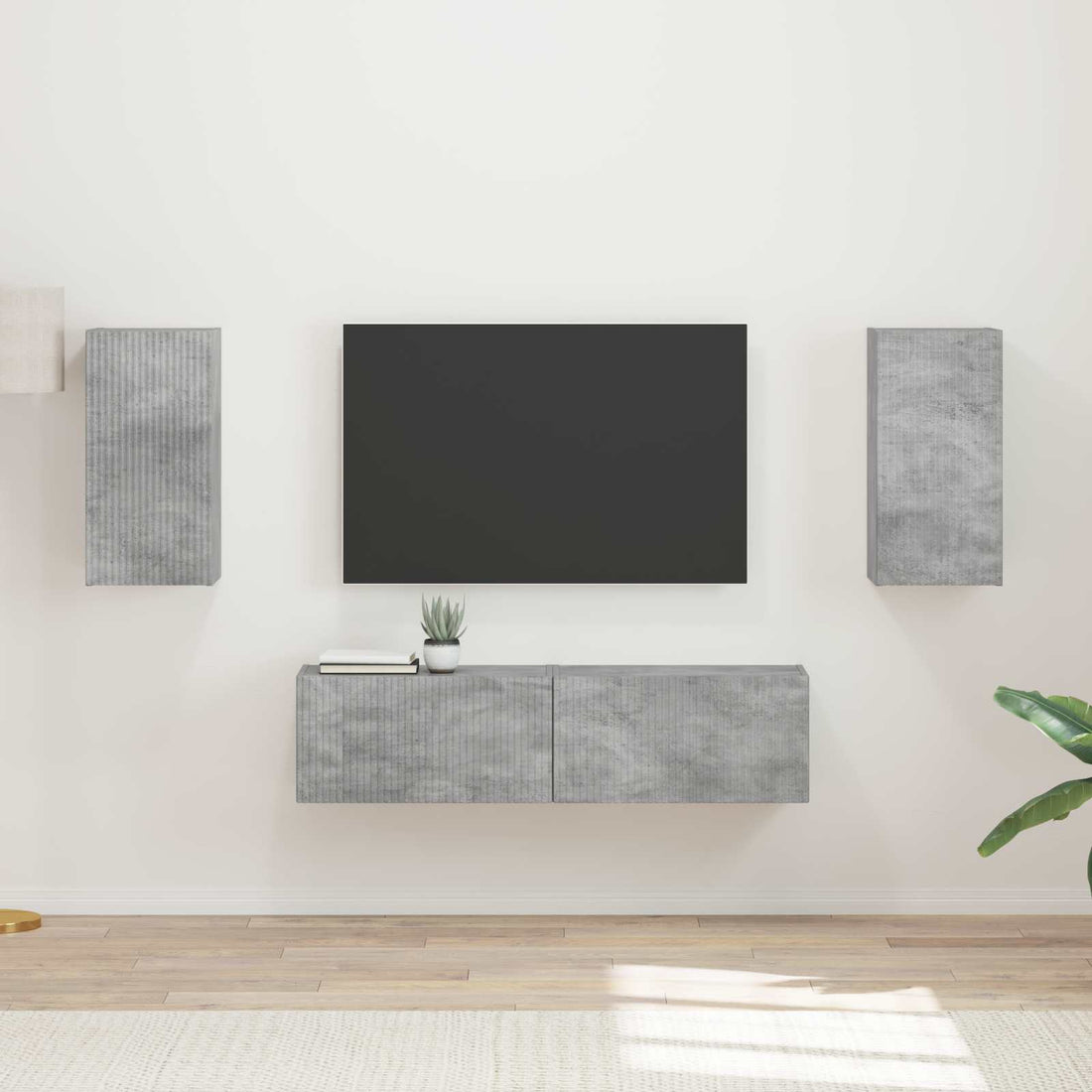 vidaXL Conjunto de mueble de TV 4 uds. Gris Concreto