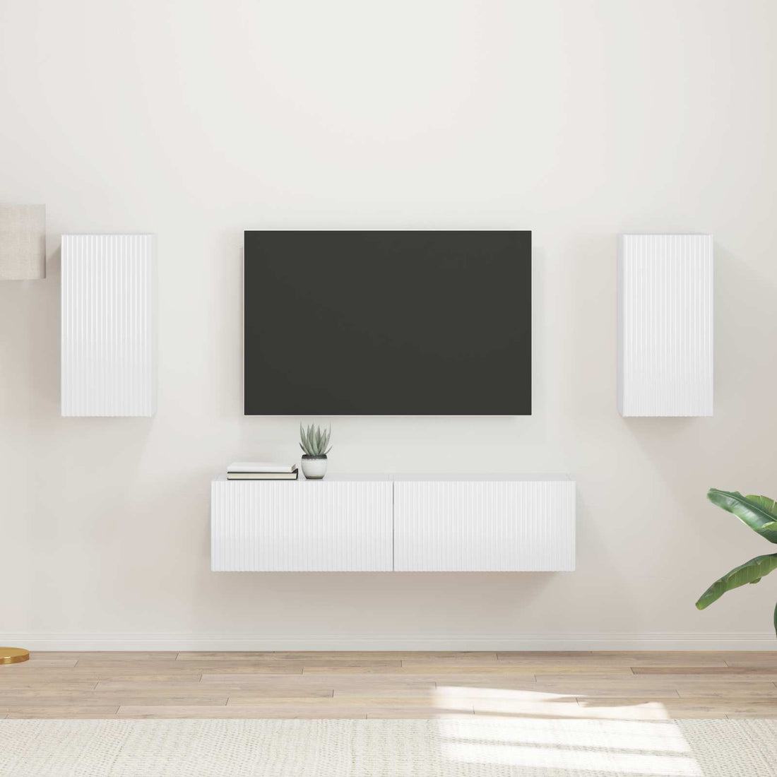 vidaXL Conjunto de mueble de TV 4 uds. brillante Madera de ingeniería