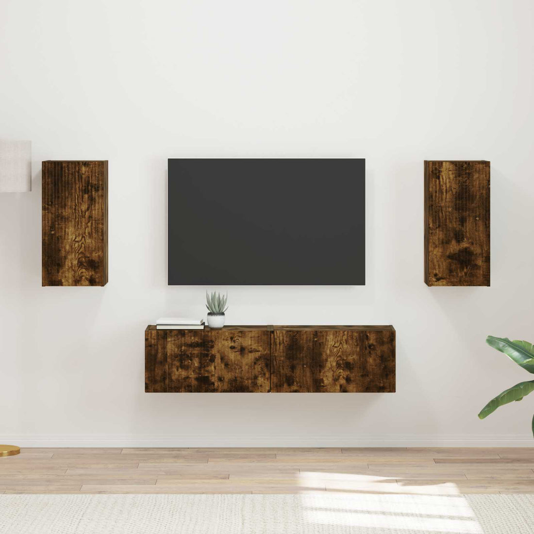 vidaXL Conjunto de mueble de TV 4 uds. Roble ahumado