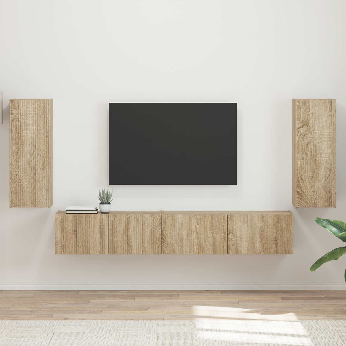 vidaXL Conjunto de mueble de TV 4 uds. Roble Sonoma