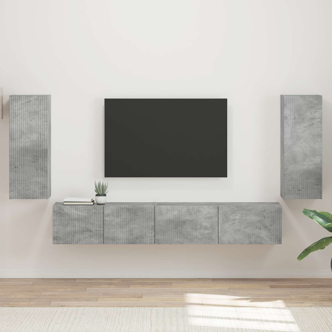 vidaXL Conjunto de mueble de TV 4 uds. Gris Concreto