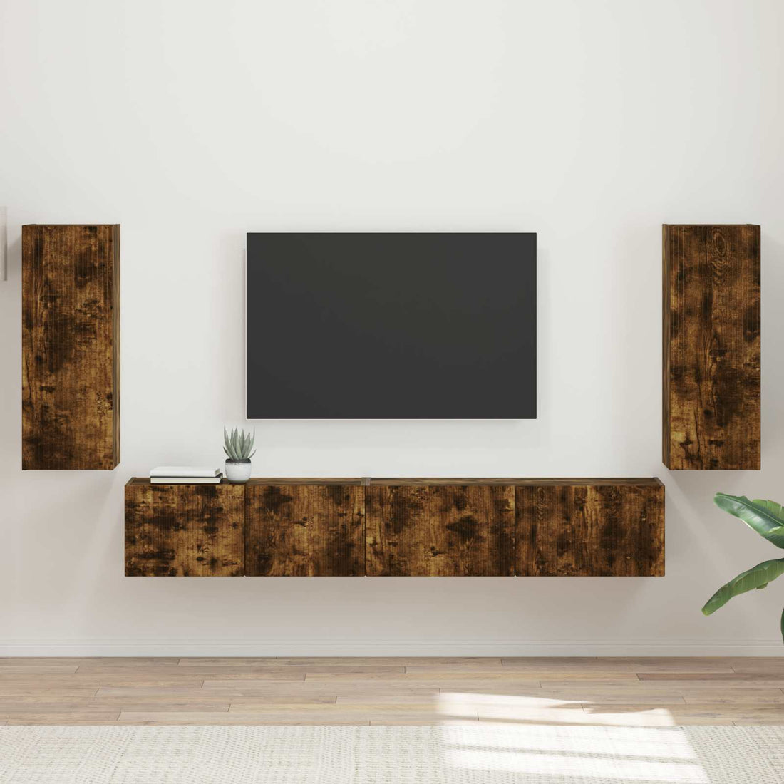 vidaXL Conjunto de mueble de TV 4 uds. Roble ahumado