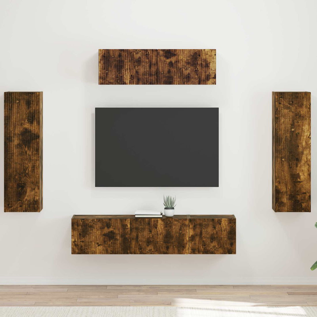 vidaXL Mueble de TV 5 uds. Roble ahumado