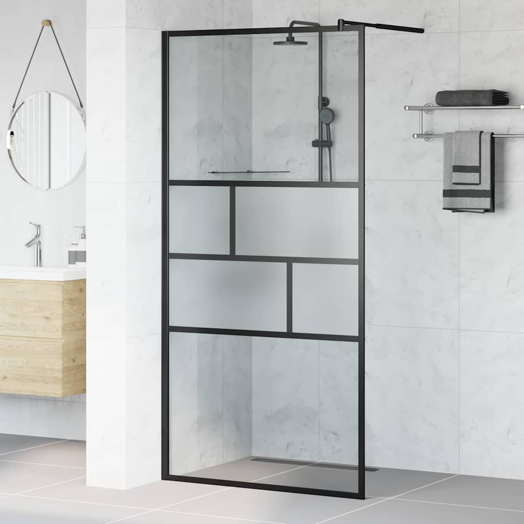 vidaXL Pared de Ducha Walk-in Negro 100 x 195 x 0,5 cm