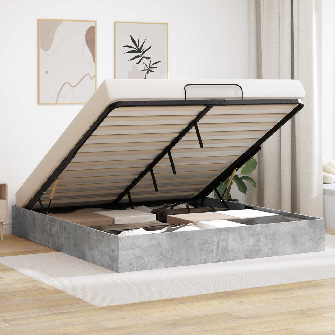 vidaXL Estructura de Cama Ottoman Concreto 180 x 200 cm