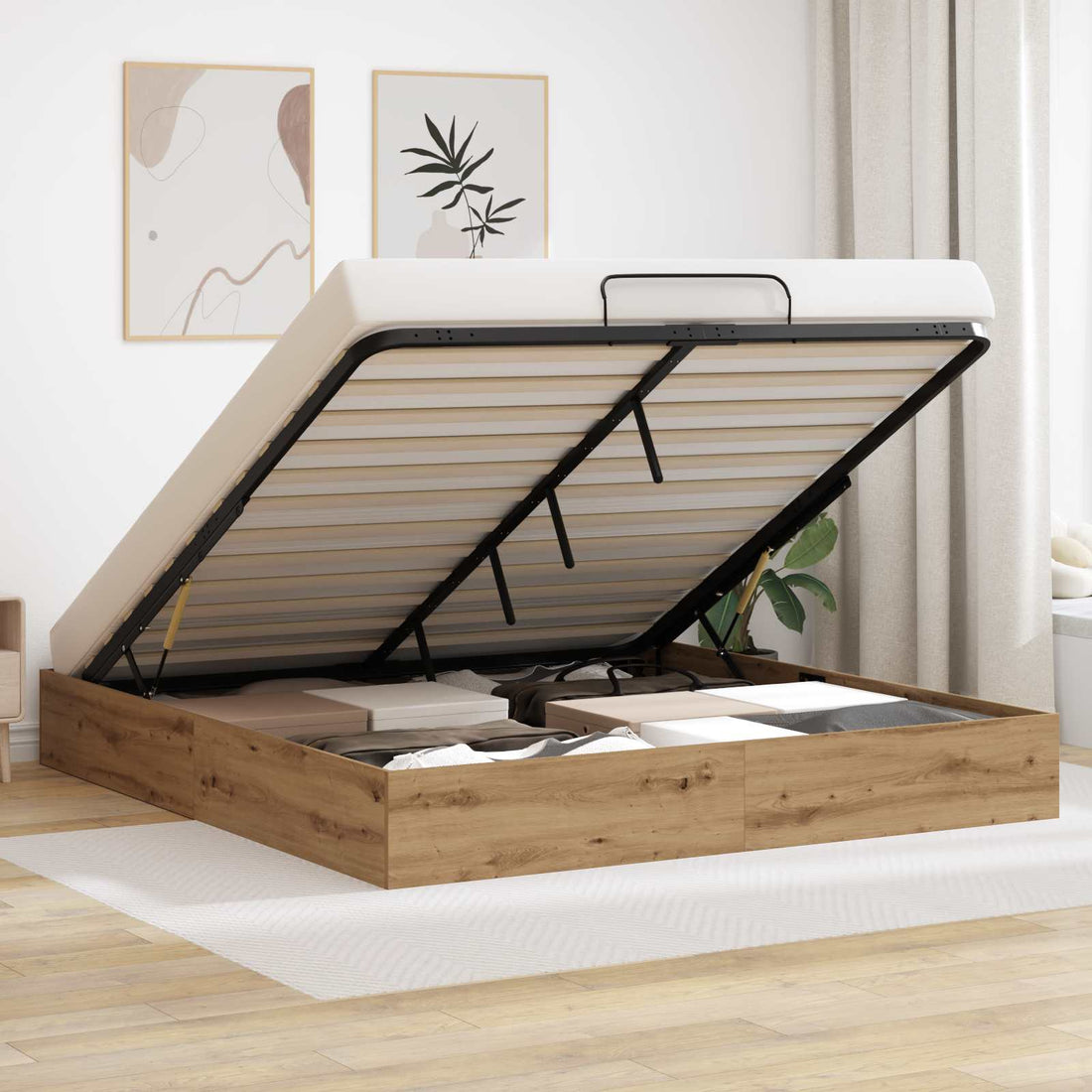 vidaXL Estructura de Cama Ottoman Roble artisan 180 x 200 cm