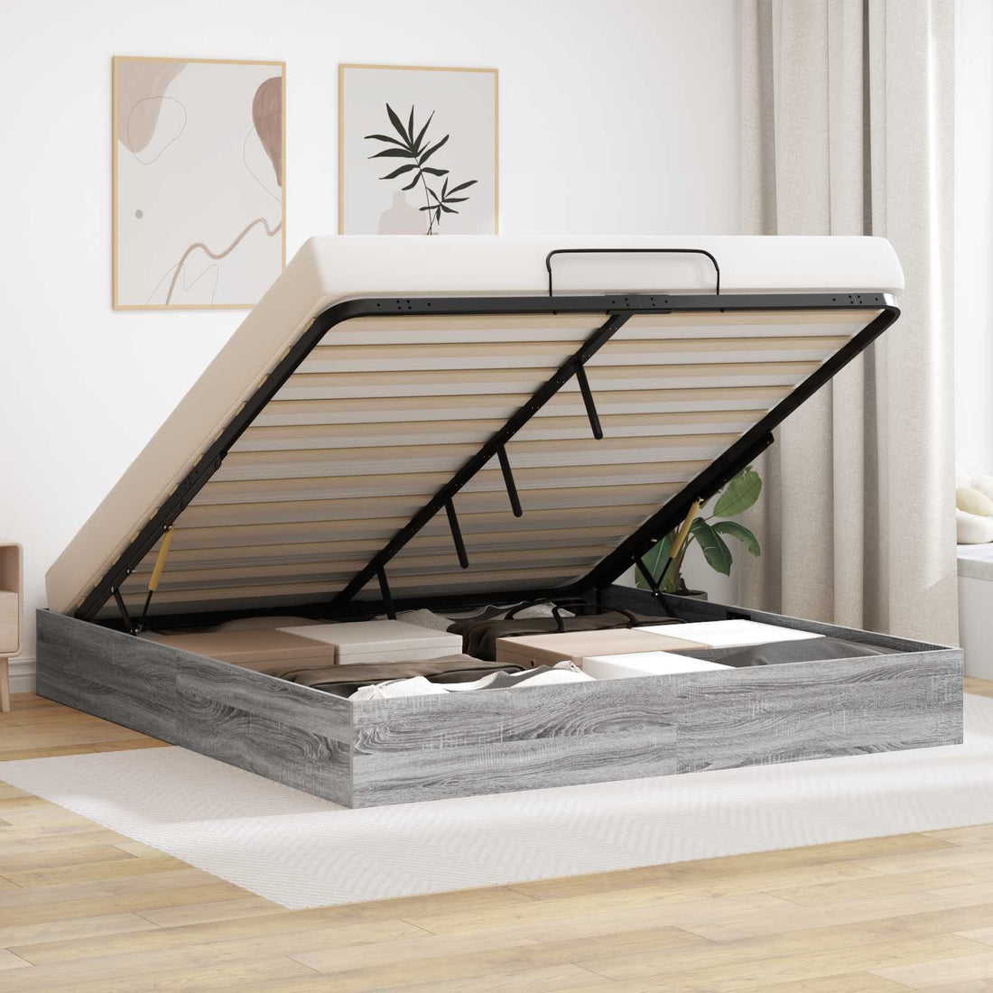 vidaXL Estructura de Cama Ottoman Sonoma gris 160 x 200 cm