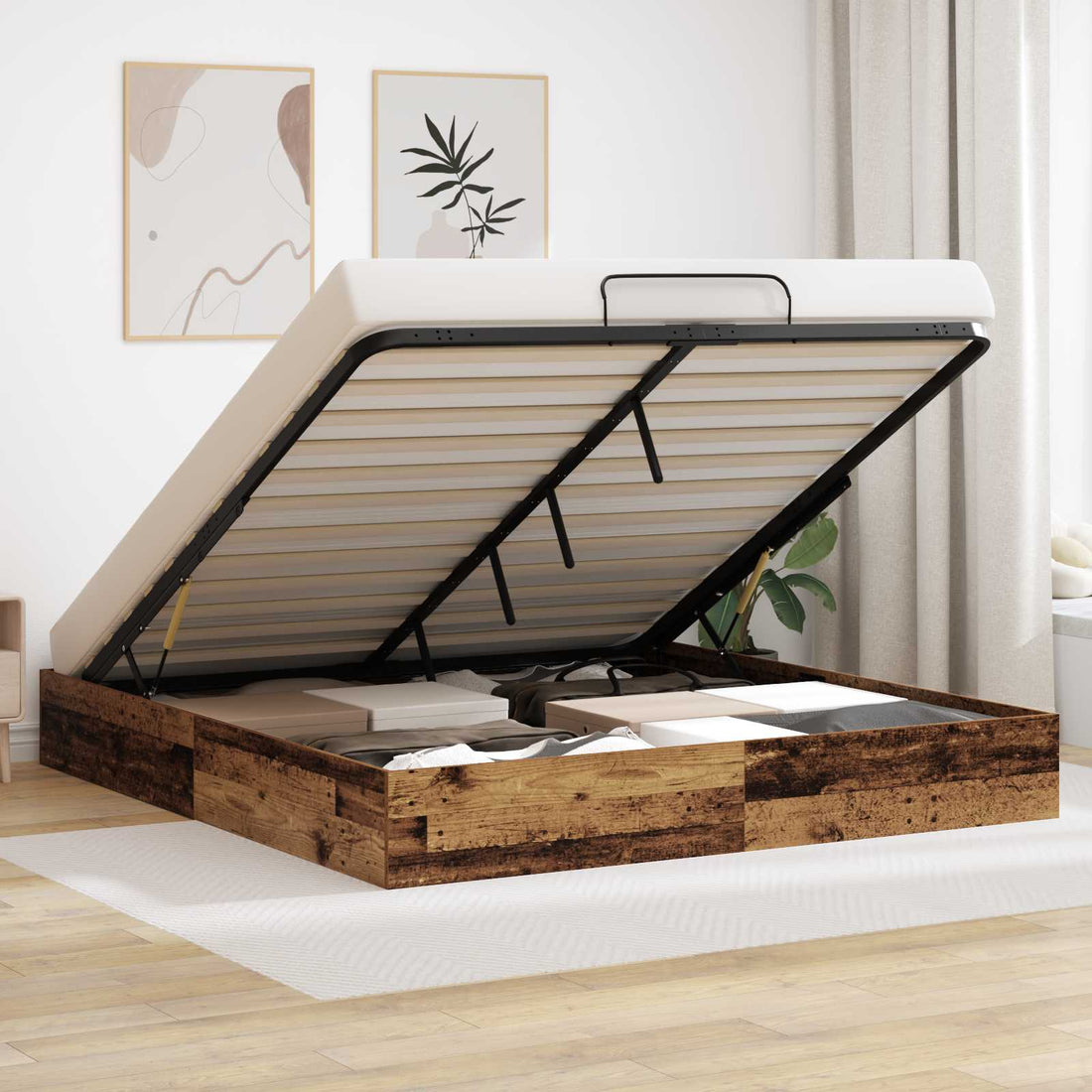 vidaXL Estructura de Cama Ottoman Madera vieja 160 x 200 cm