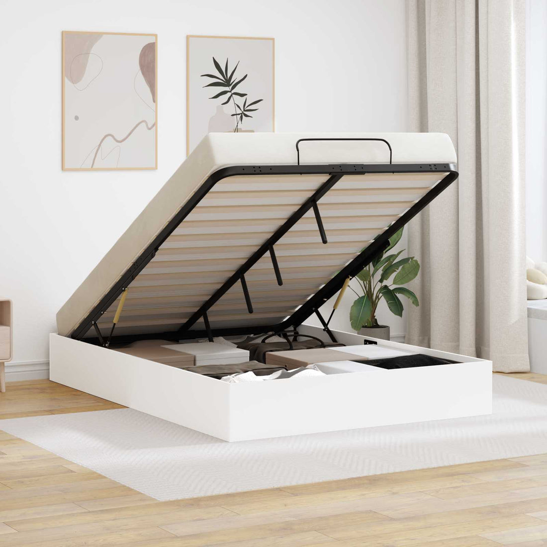 vidaXL Estructura de Cama Ottoman Blanco 150 x 200 cm