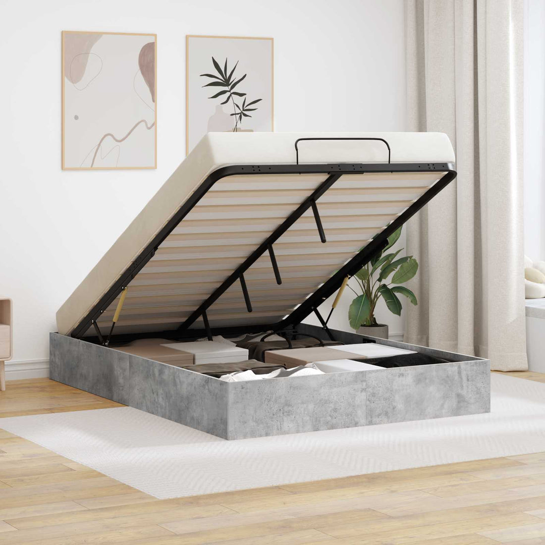 vidaXL Estructura de Cama Ottoman Gris Concreto 150 x 200 cm