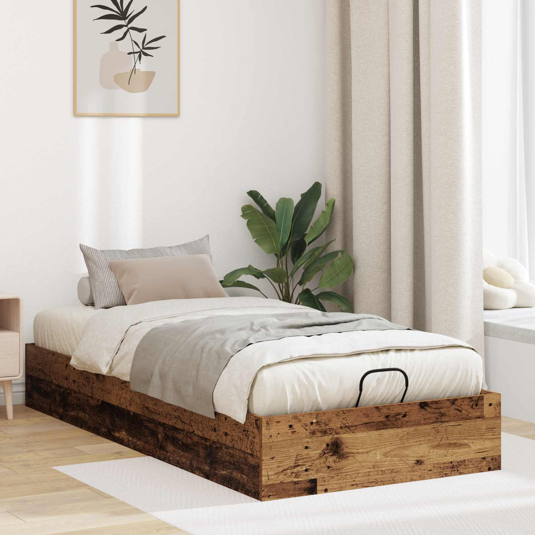 vidaXL Estructura de Cama Ottoman Madera envejecida 100 x 200 cm