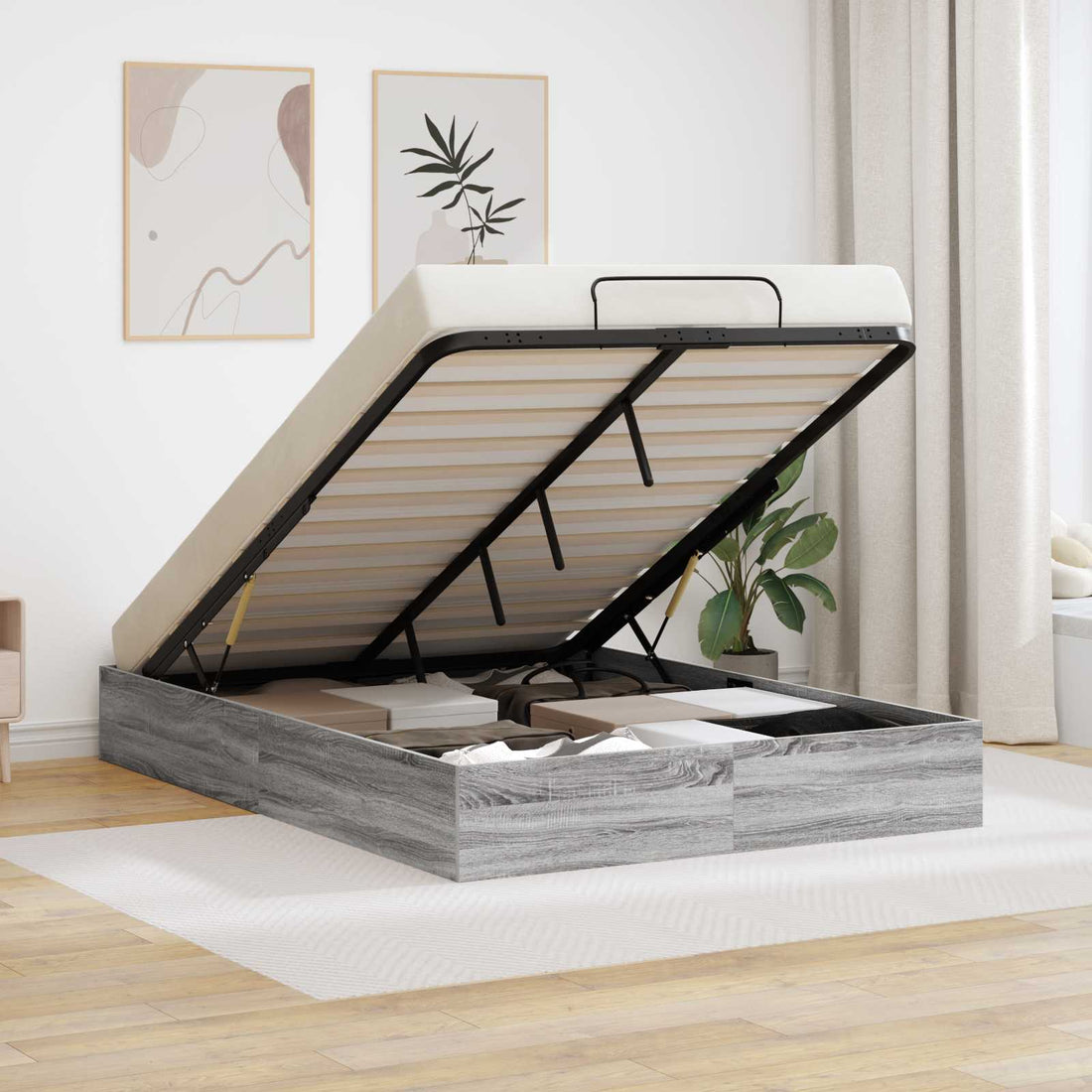 vidaXL Estructura de Cama Ottoman Sonoma gris 140 x 190 cm