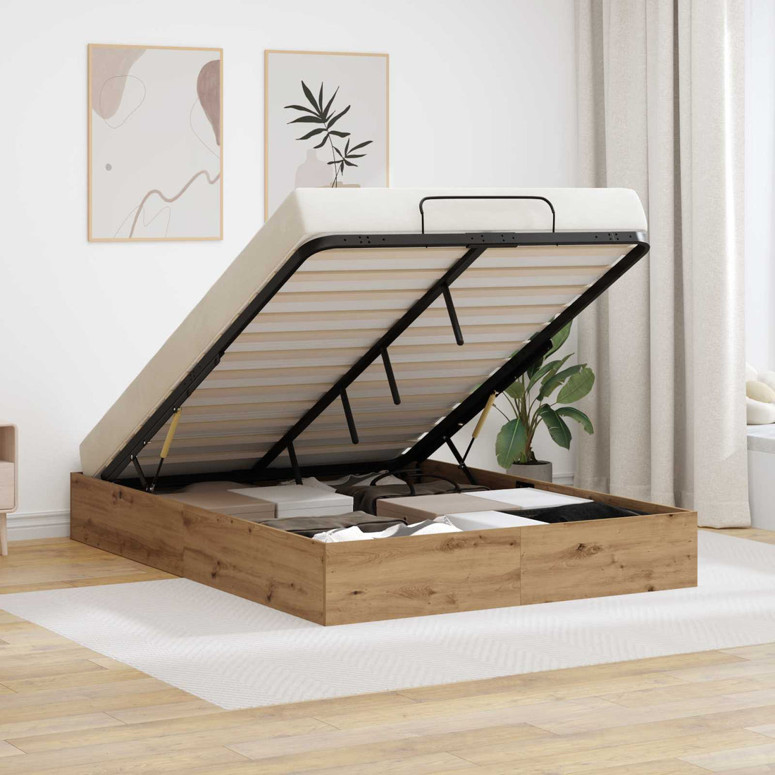 vidaXL Estructura de Cama Ottoman Roble artisan 135 x 190 cm