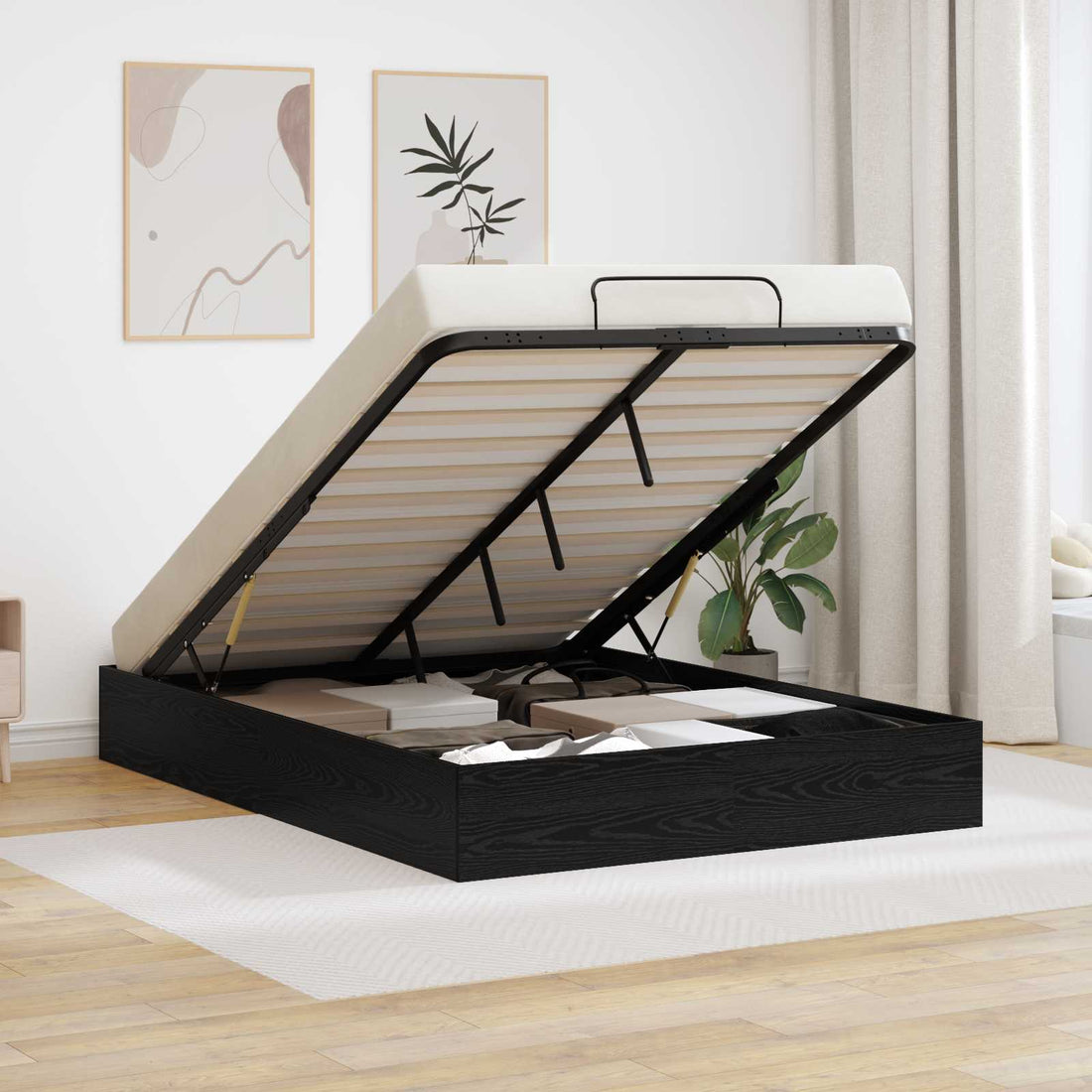 vidaXL Estructura de Cama Ottoman Roble Negro 120 x 200 cm