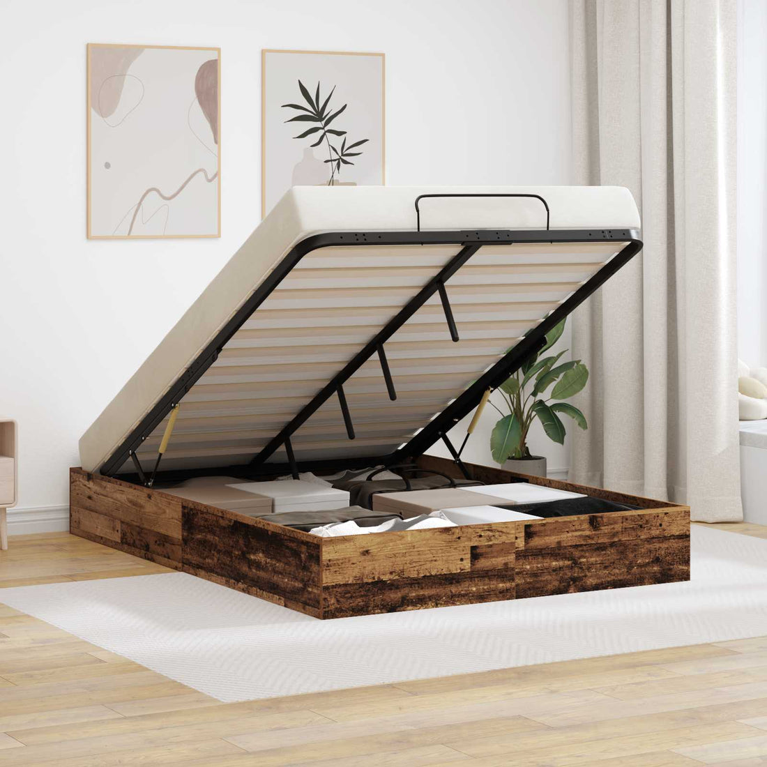 vidaXL Estructura de Cama Ottoman Madera vieja 120 x 200 cm