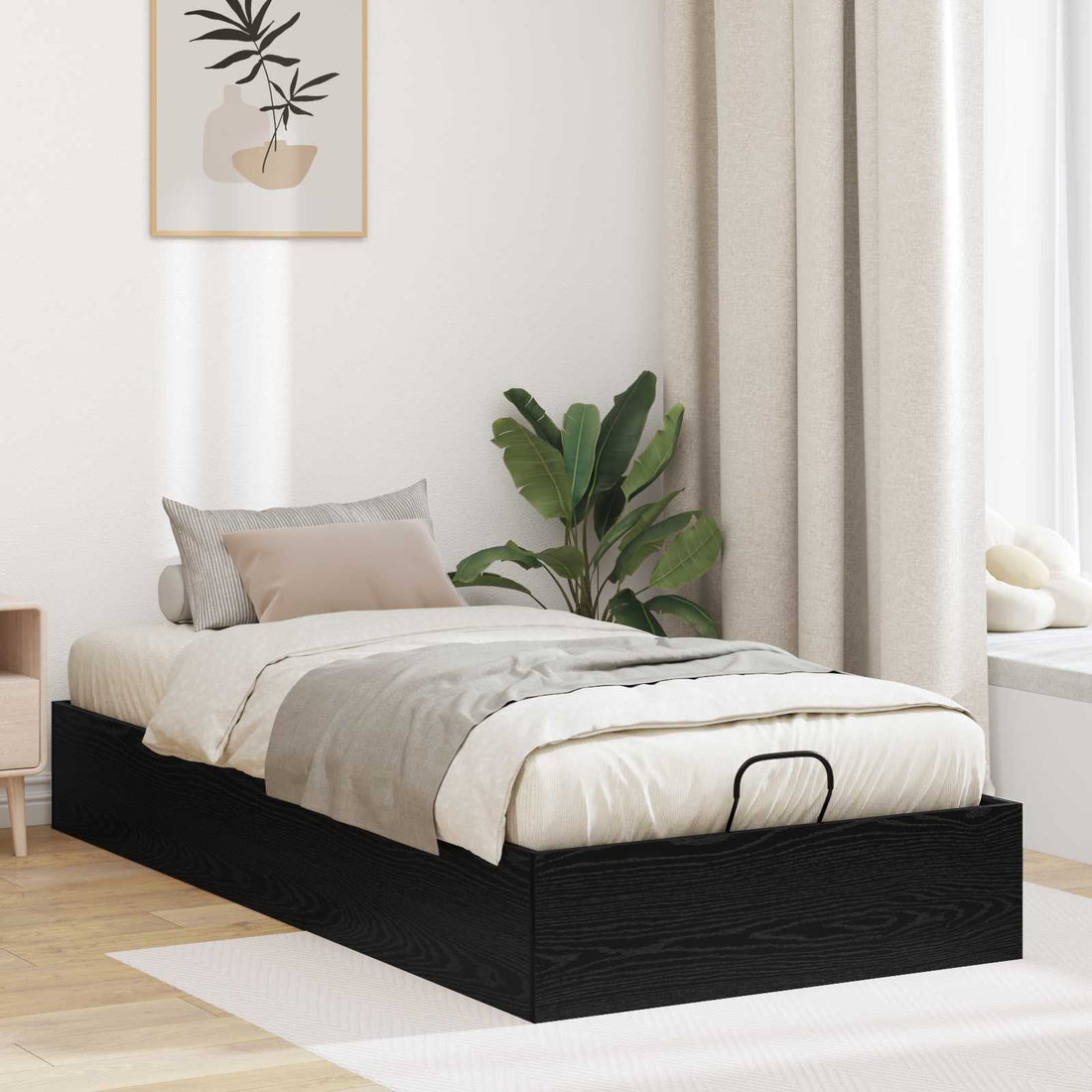 vidaXL Estructura de Cama Ottoman Roble Negro 90 x 190 cm