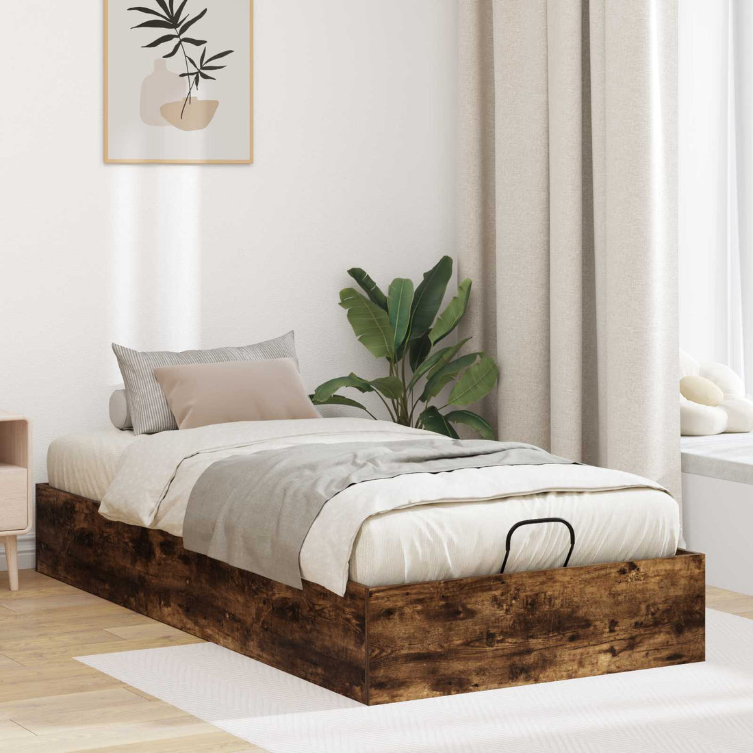 vidaXL Estructura de Cama Ottoman Roble Ahumado 75,5 x 190 cm