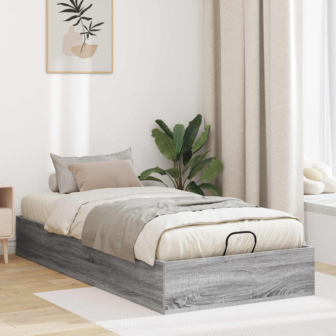 vidaXL Estructura de Cama Ottoman Sonoma gris 75,5 x 190 cm