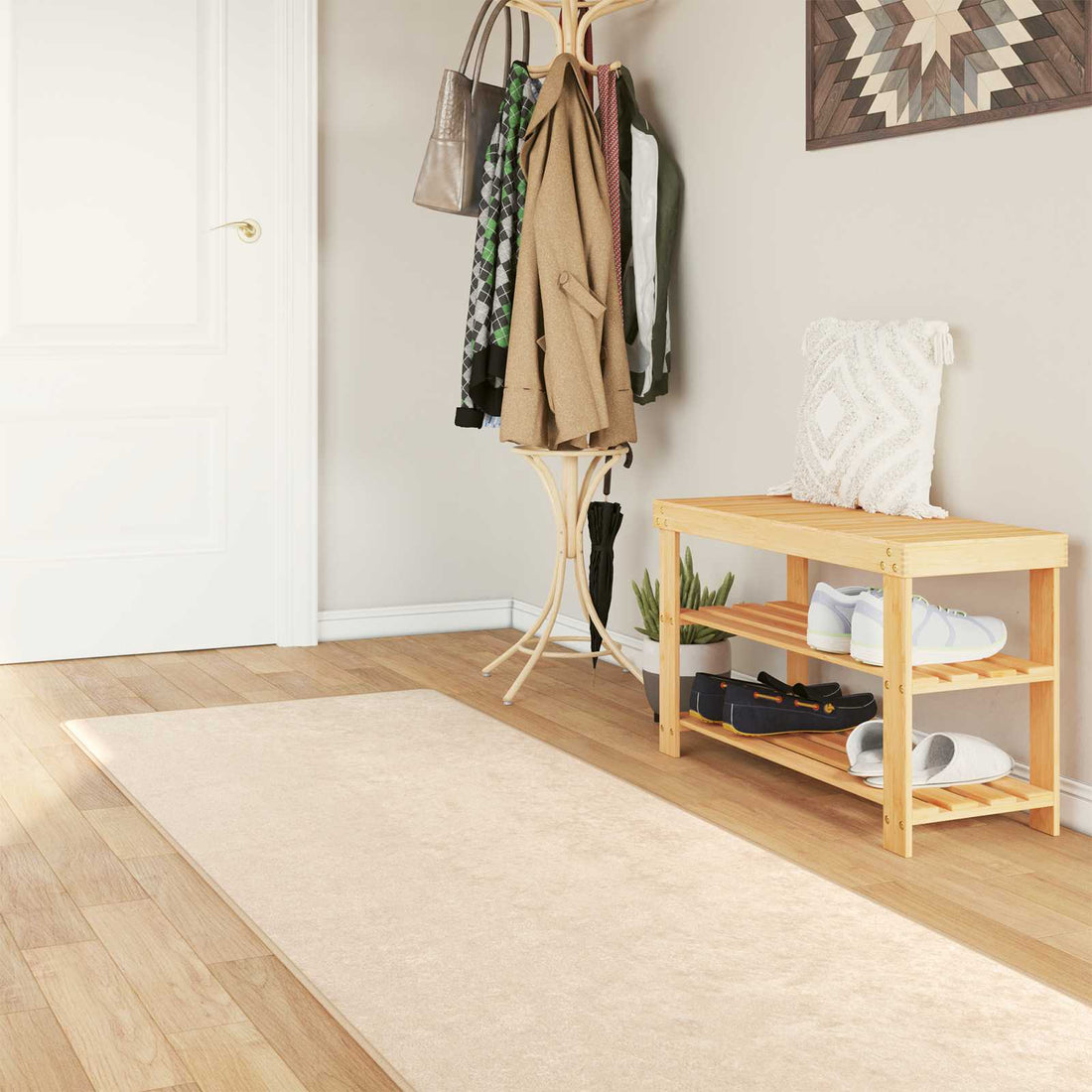 vidaXL Pasillo de alfombra MARSA Crema 80 x 300 cm Poliéster y PVC