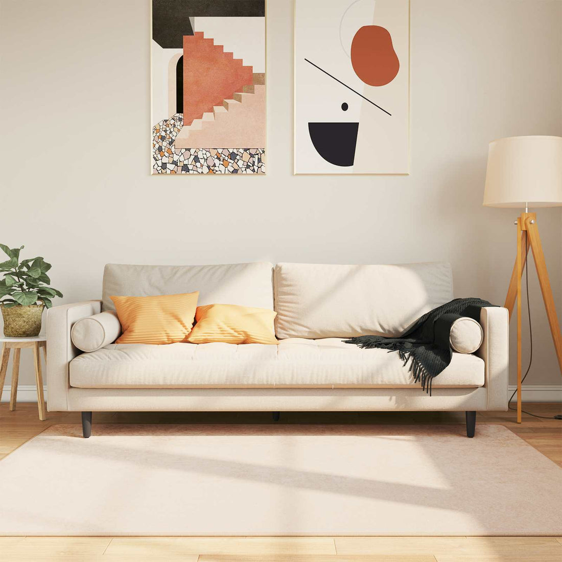 vidaXL Pasillo de alfombra MARSA Crema 120 x 170 cm Poliéster y PVC