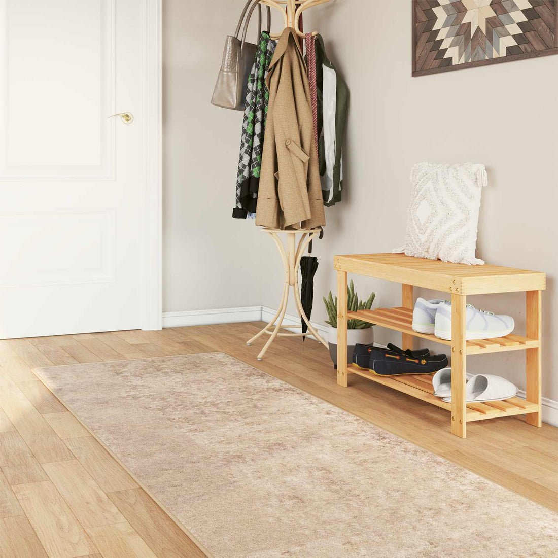 vidaXL Pasillo de alfombra MARSA Beige 100 x 400 cm Poliéster y PVC