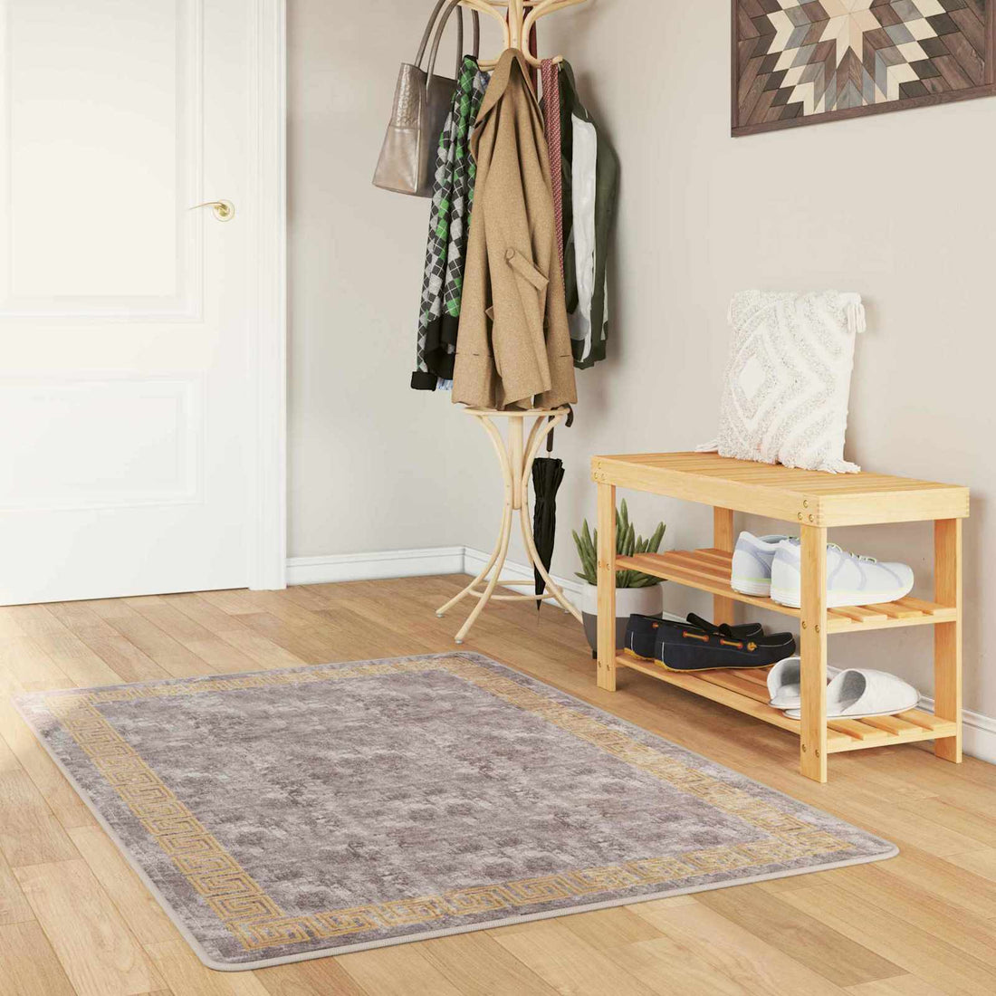 vidaXL Pasillo de alfombra MARSA Gris 100 x 200 cm Poliéster y PVC