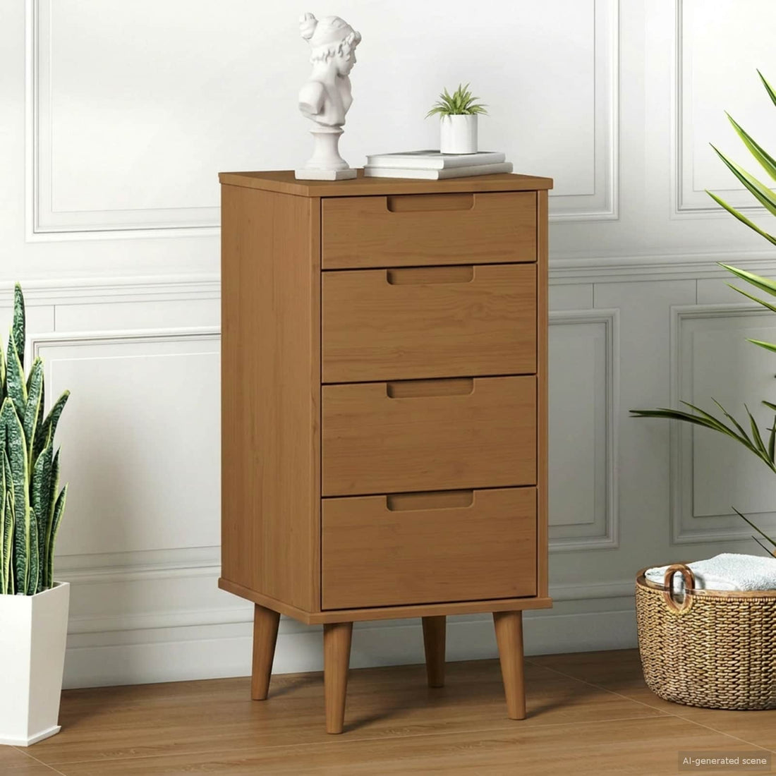 vidaXL Cajonera MOLDE Caramelo 40 x 35 x 82 cm Madera de Pino Maciza
