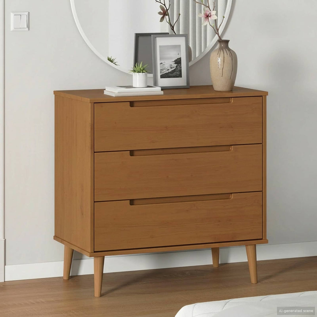 vidaXL Cajonera MOLDE Caramelo 80 x 40 x 80 cm Madera de Pino Maciza