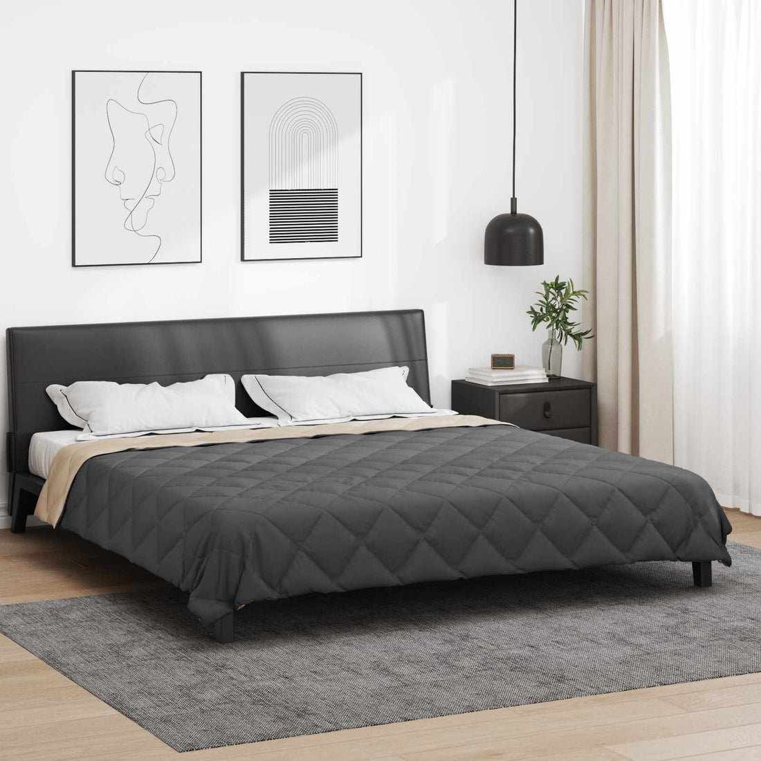 vidaXL Edredón de Todo el Año Antracita y Tono Arena 200 x 200 cm