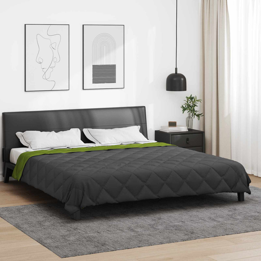 vidaXL Edredón de Todo el Año Verde y Antracita 200 x 200 cm