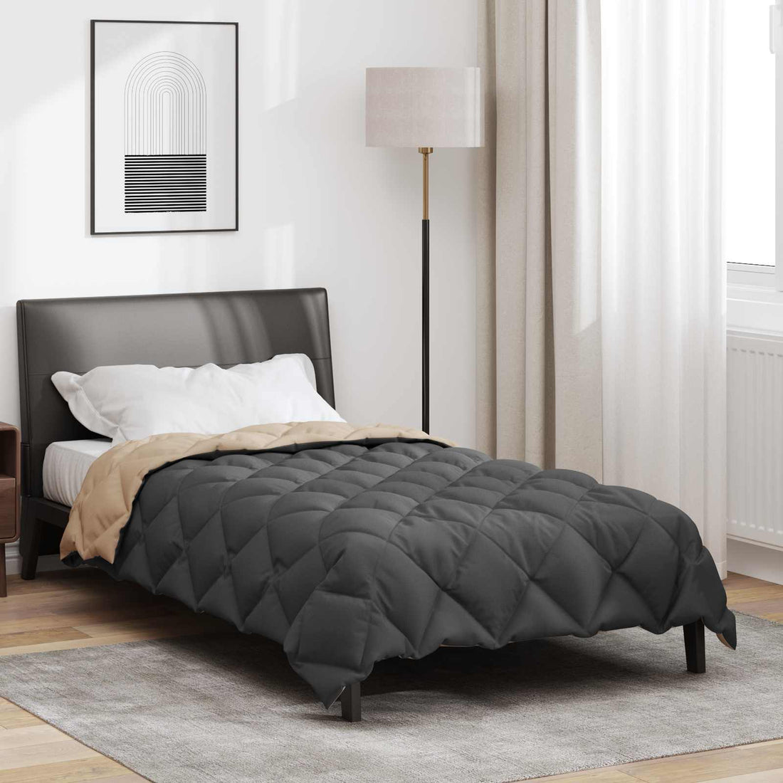 vidaXL Edredón de Invierno 135 x 200 cm 450 gsm Gris Antracita y Topo