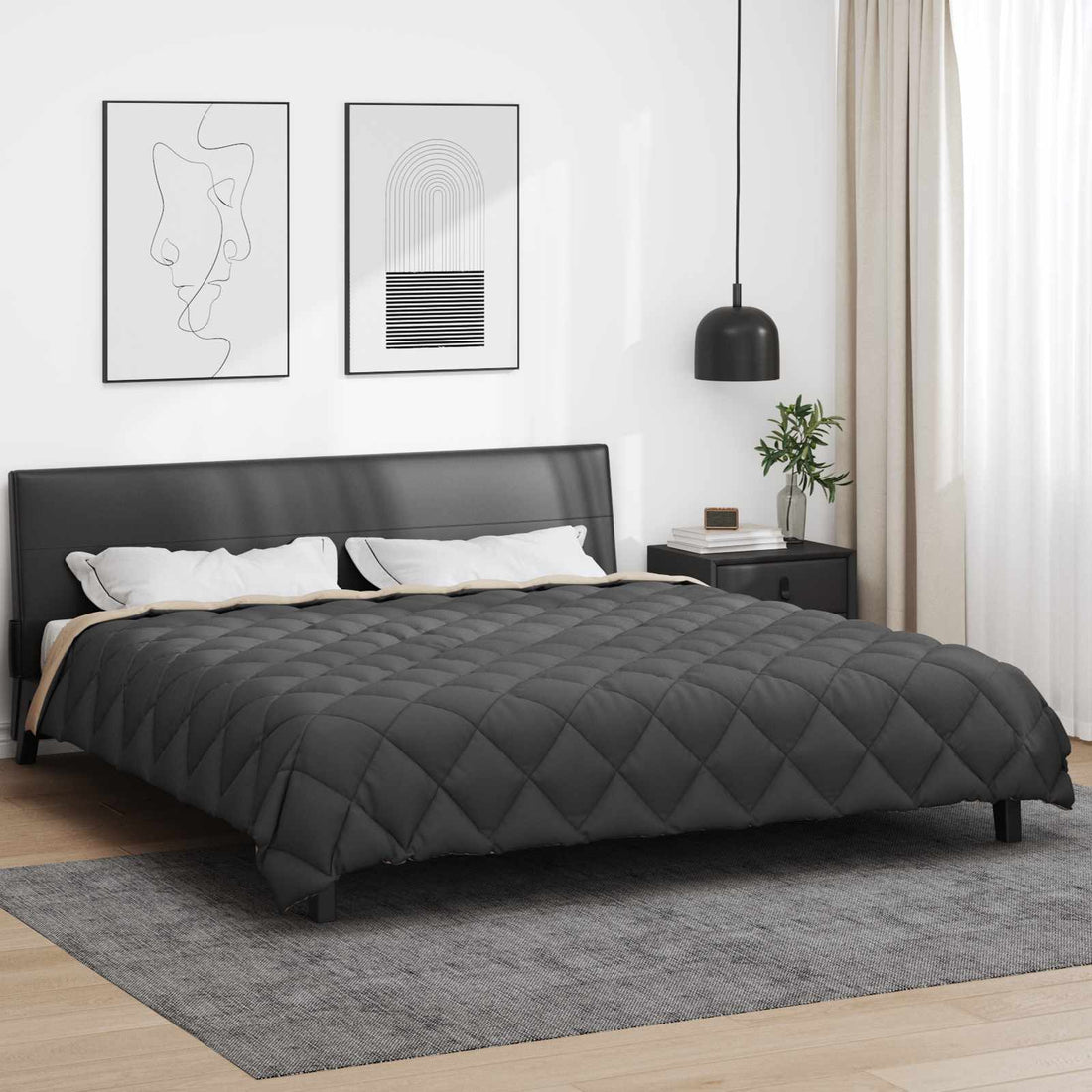 vidaXL Edredón de Invierno 220 x 260 cm 450 gsm Gris Antracita y Topo