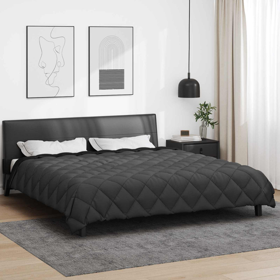 vidaXL Edredón de Invierno 200 x 240 cm 450 gsm Negro y Antracita
