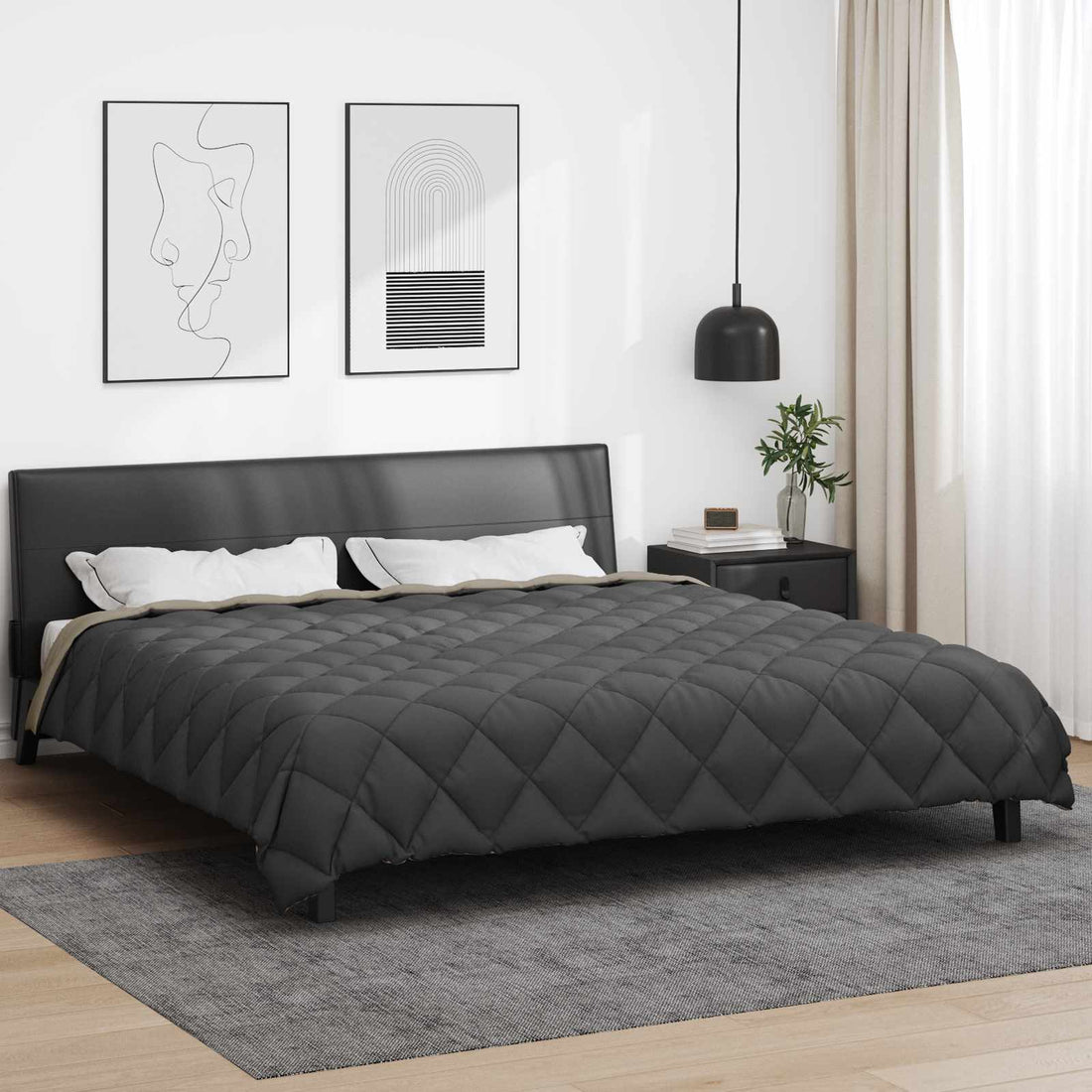 vidaXL Edredón de Invierno 200 x 220 cm 450 gsm Gris Claro y Antracita
