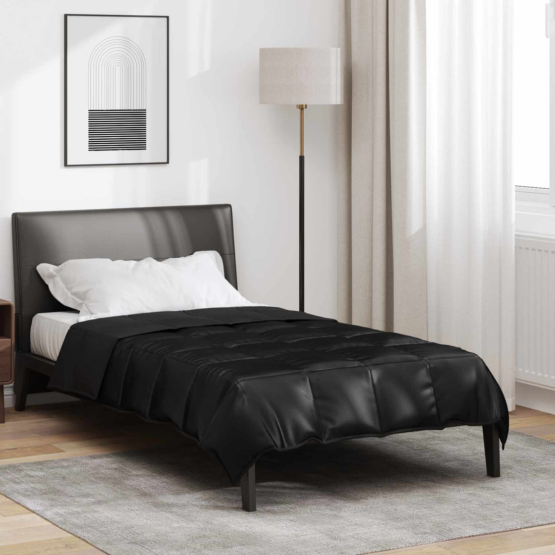 vidaXL Edredón de Verano Negro 135 x 200 cm Satén y Microfibra