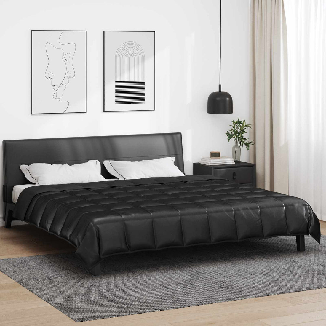 vidaXL Edredón de Verano Negro 220 x 240 cm Satén y Microfibra