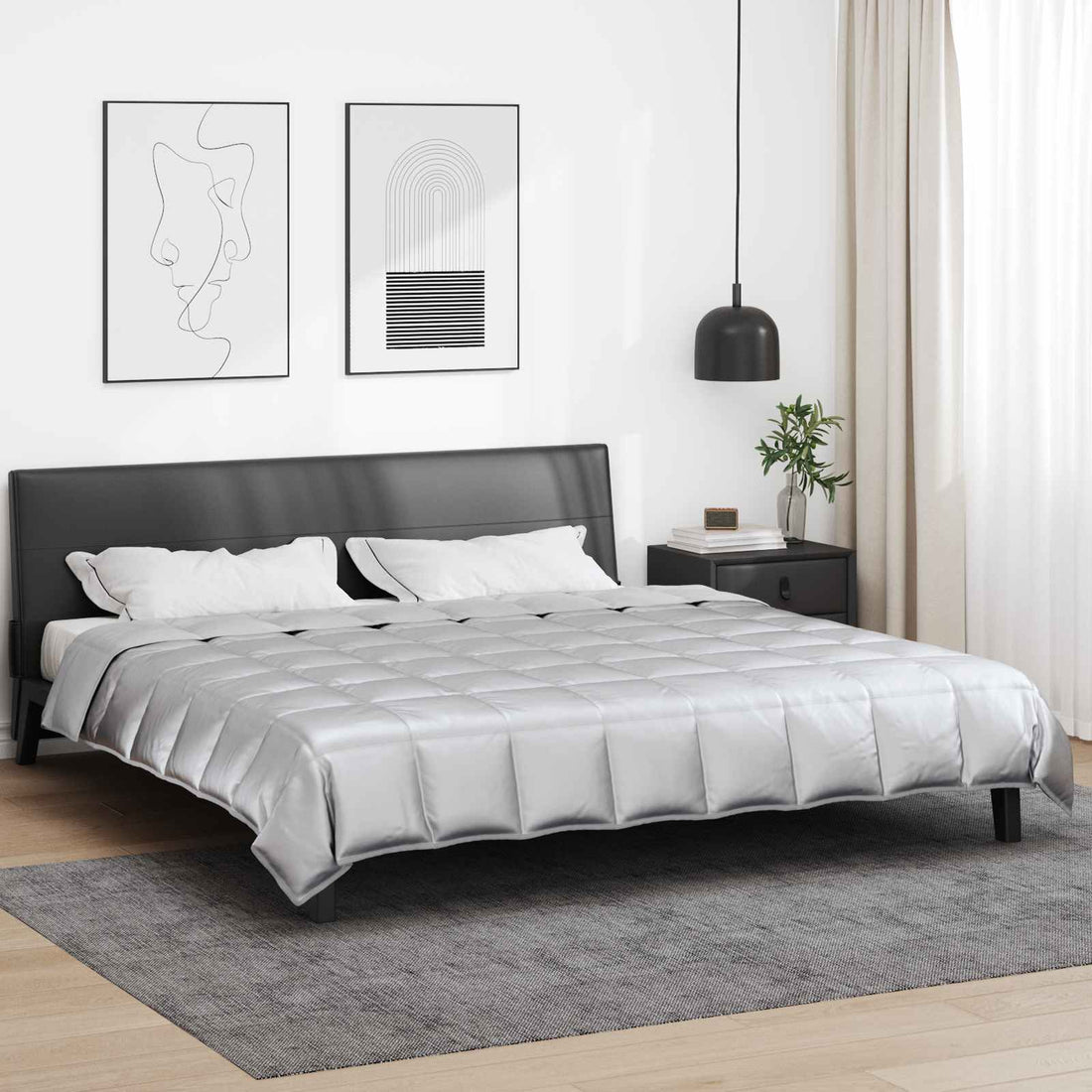 vidaXL Edredón de Todo el Año 220 x 260 cm 300 gsm Plateado