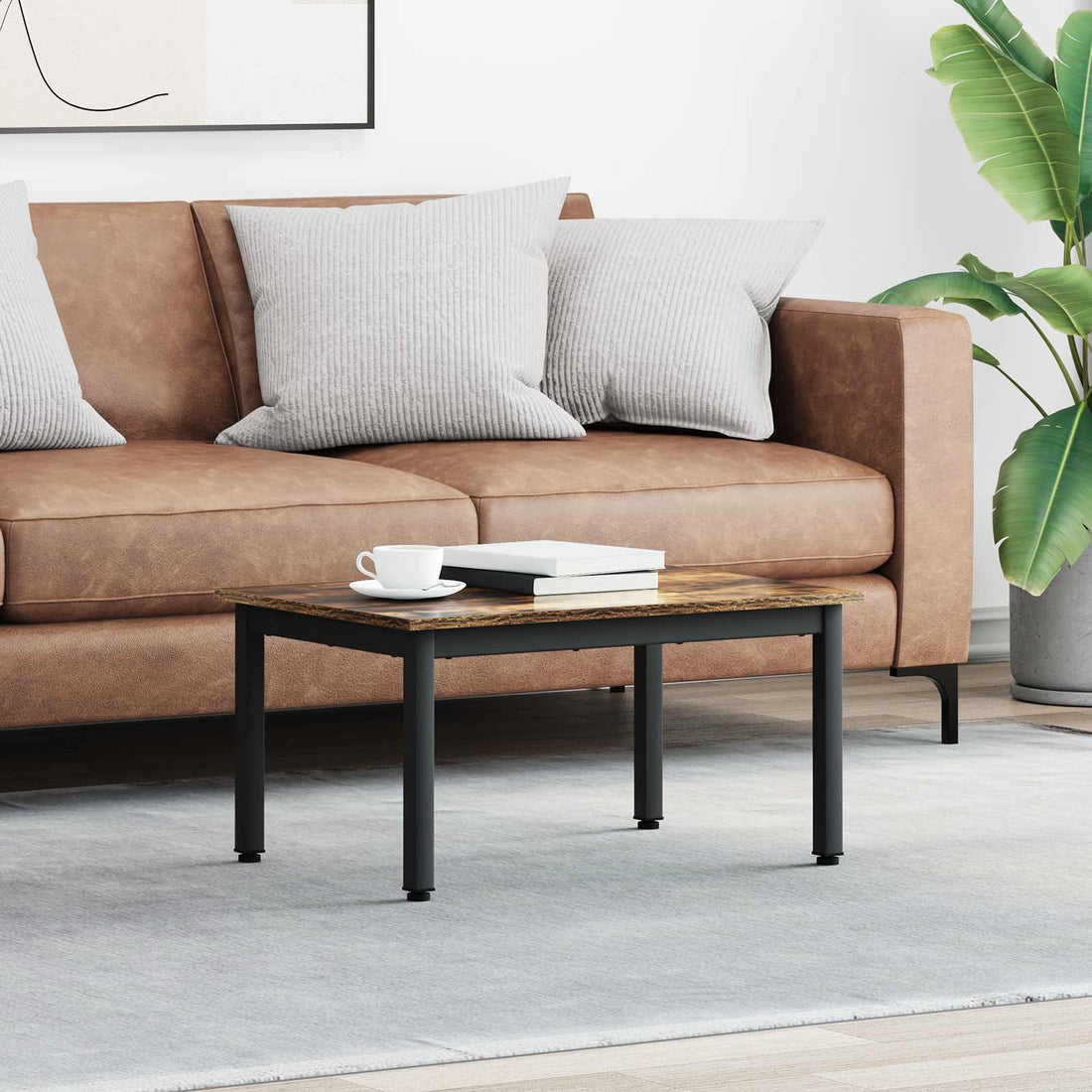 vidaXL Mesa de Café Roble Humo 70 x 50 x 36 cm Madera de ingeniería