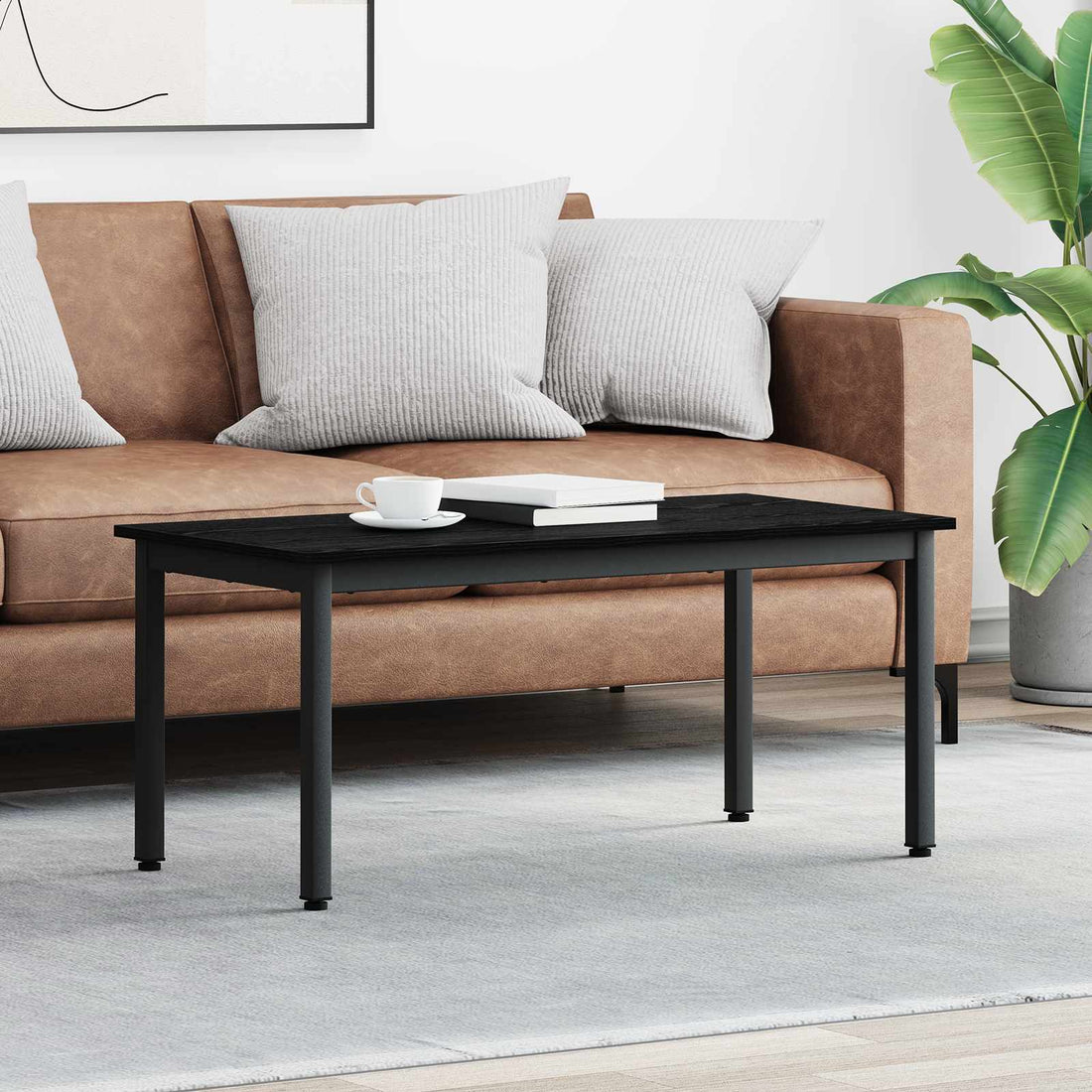 vidaXL Mesa de Café Roble Negro 100 x 50 x 45 cm Madera de ingeniería