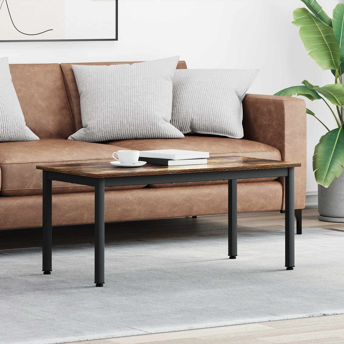 vidaXL Mesa de Café Roble Humo 100 x 50 x 45 cm Madera de ingeniería