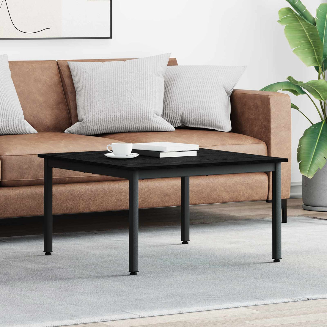 vidaXL Mesa de Café Roble Negro 80 x 80 x 45 cm Madera de ingeniería