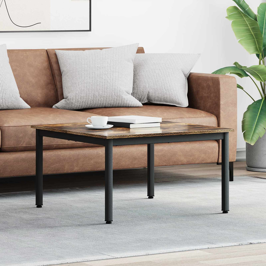 vidaXL Mesa de Café Roble Humo 80 x 80 x 45 cm Madera de ingeniería