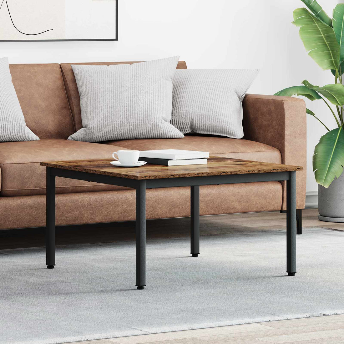 vidaXL Mesa de Café Madera vieja 80 x 80 x 45 cm Madera de ingeniería