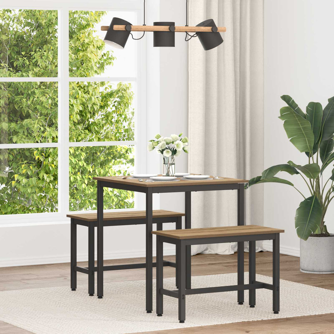 vidaXL Mesas de comedor 70 x 70 x 75 cm Madera de ingeniería Cuadrado