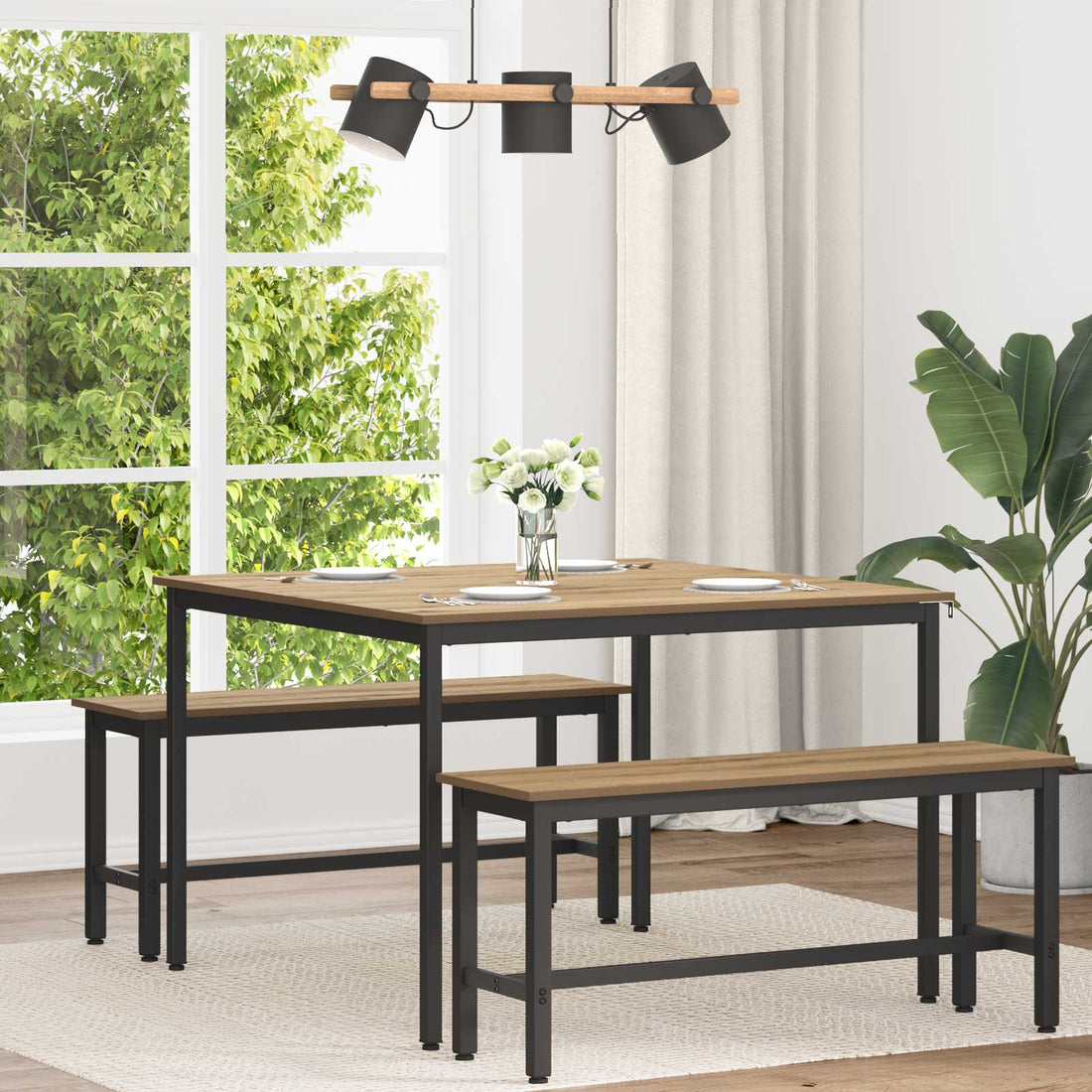 vidaXL Mesas de comedor 110 x 110 x 75 cm Madera de ingeniería