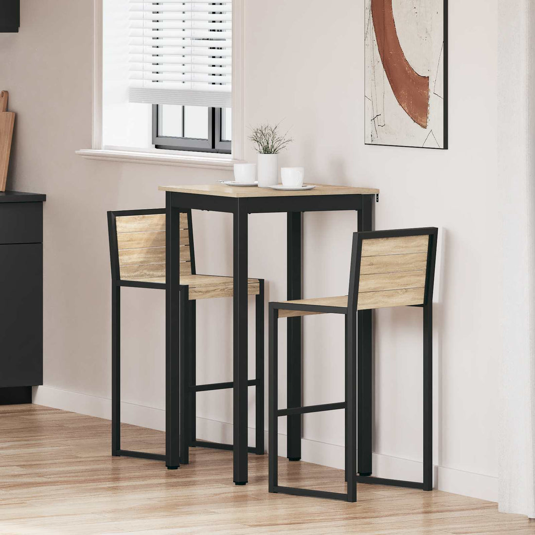 vidaXL Mesa de barra de pie Madera de ingeniería Cuadrado