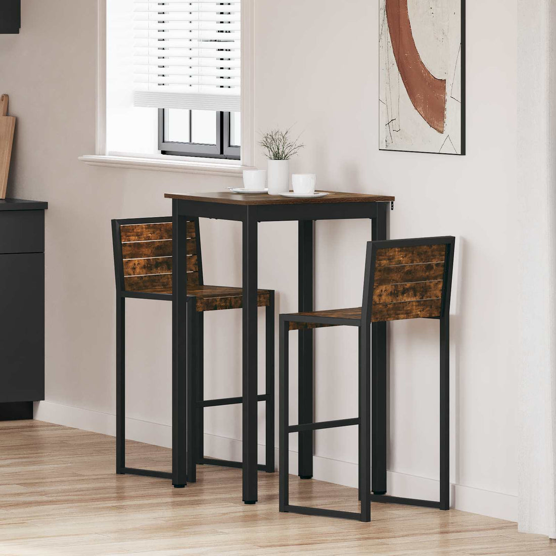 vidaXL Mesa de barra de pie Madera de ingeniería Cuadrado