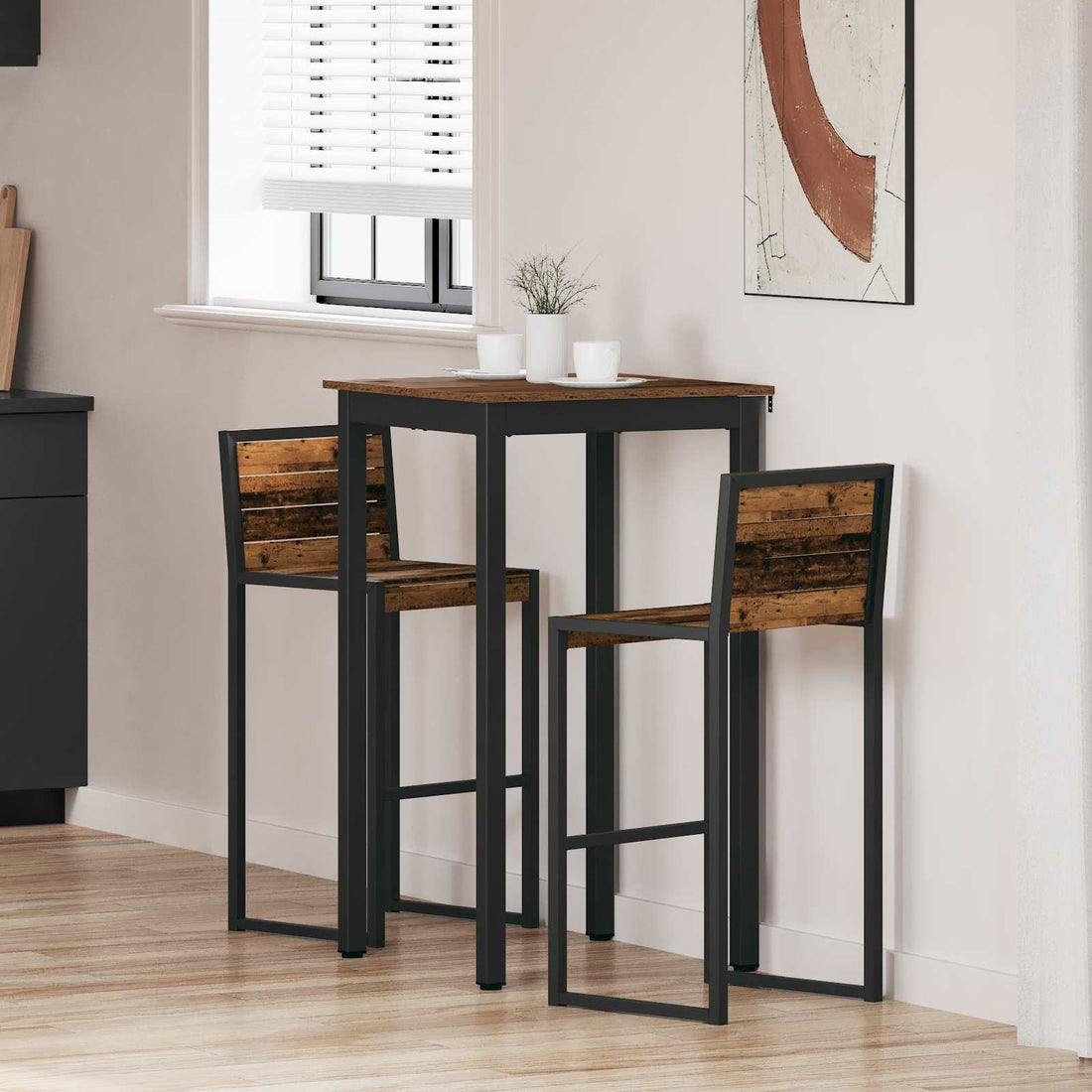 vidaXL Mesa de barra de pie Madera de ingeniería Cuadrado