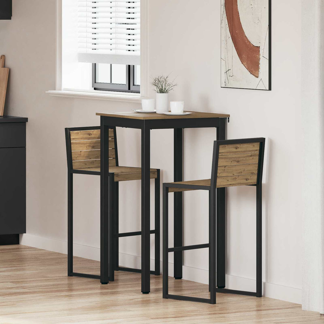 vidaXL Mesa de barra de pie Madera de ingeniería Cuadrado