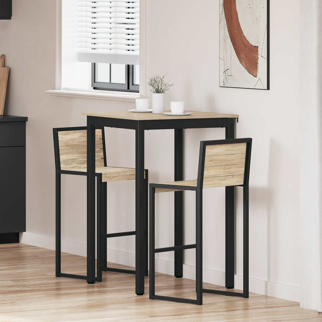 vidaXL Mesa de barra de pie Madera de ingeniería Cuadrado